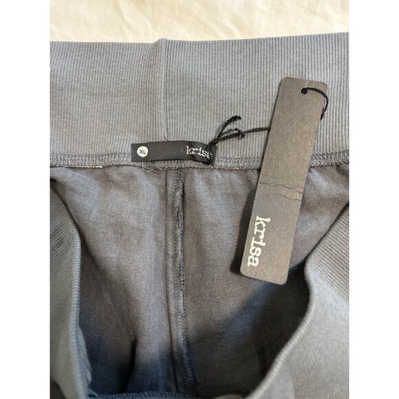 NWT Krisa By Revolve Size XL 100% Linen Wide Leg Gray Pants Lagenlook Grunge - Picture 5 of 12